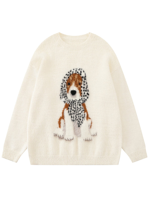 Cozy Dog Graphic Sweater – Soft Casual Streetwear Knitted Pullovers