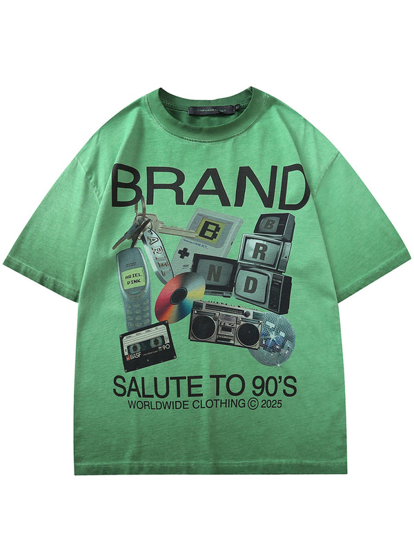 Streetwear Distressed 90s Nostalgia Graphic Washed T-Shirts