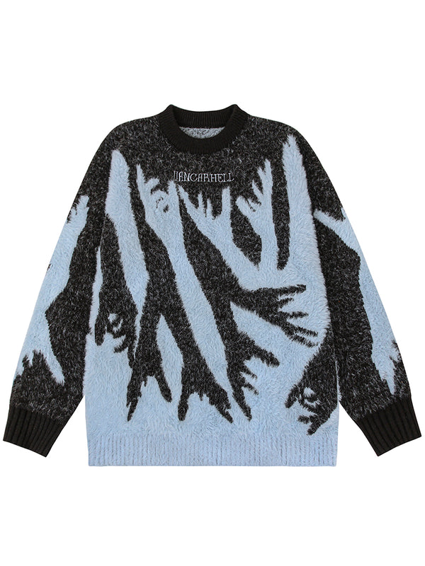 Streetwear Abstract Hand Graphic Knitted Pullover Sweaters