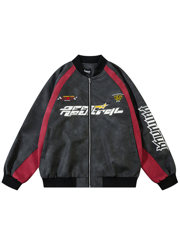 Stylish Streetwear Racing Inspired PU Bomber Jackets