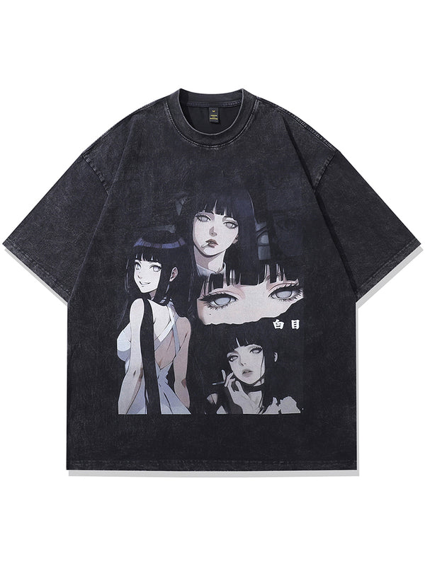 Streetwear Anime Girl Oversized T-Shirts – Dark Aesthetic Graphic Tees
