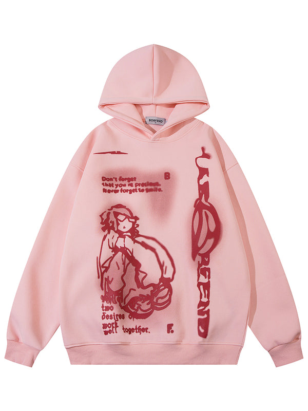 Streetwear Graphic Printed Cozy Oversized Pullover Hoodies