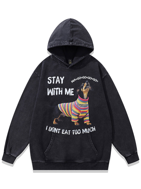 Vintage Dog Graphic Hoodies – Oversized Streetwear Grunge Sweatshirt