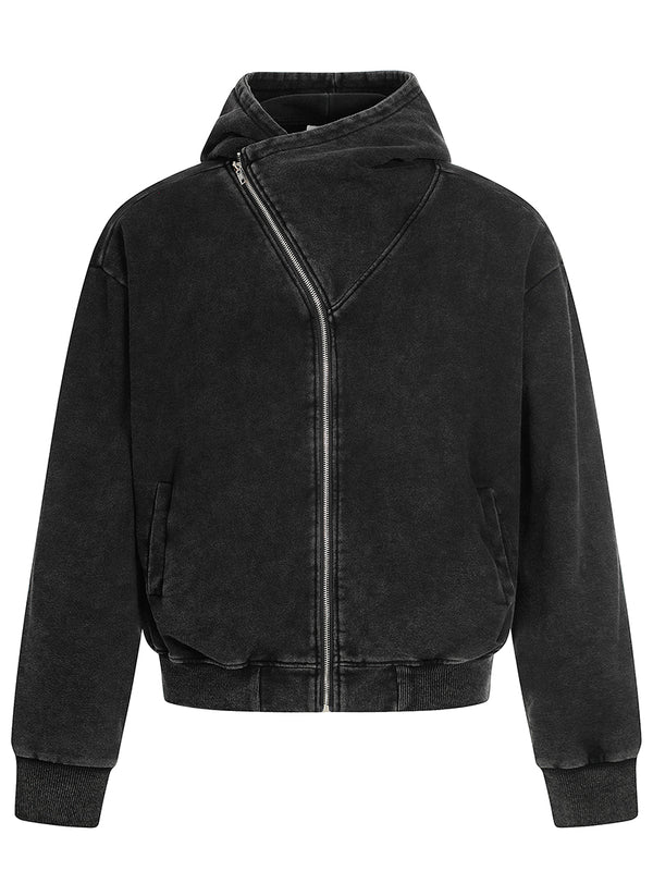 Washed Zip Up Hoodies – Oversized, Asymmetric Zipper, Streetwear Jacket