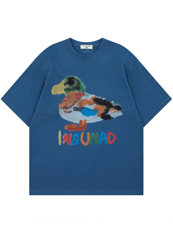 Creative Duck Graphic Oversized T-Shirt – Bold, Artistic Streetwear