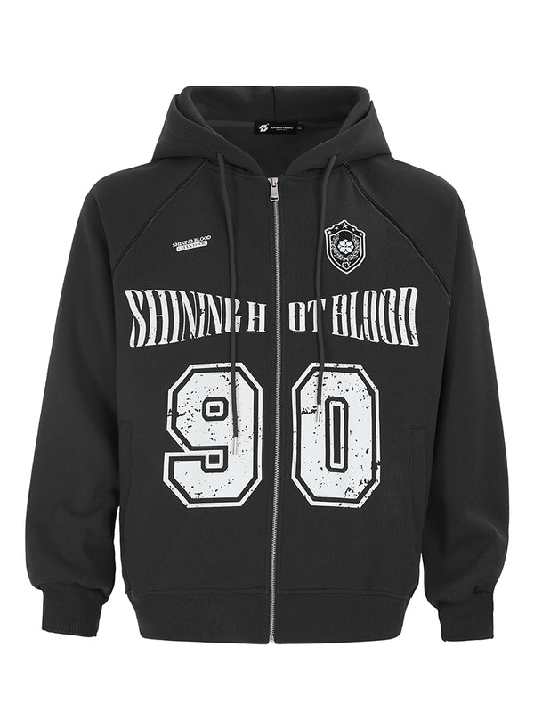 Vintage Graphic Sports Oversized Zip-Up Pullover Hoodies