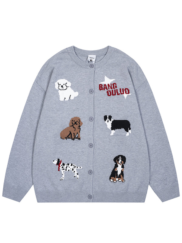 Dog-Themed Cozy Cardigan Sweater - Perfect for Pet Lovers