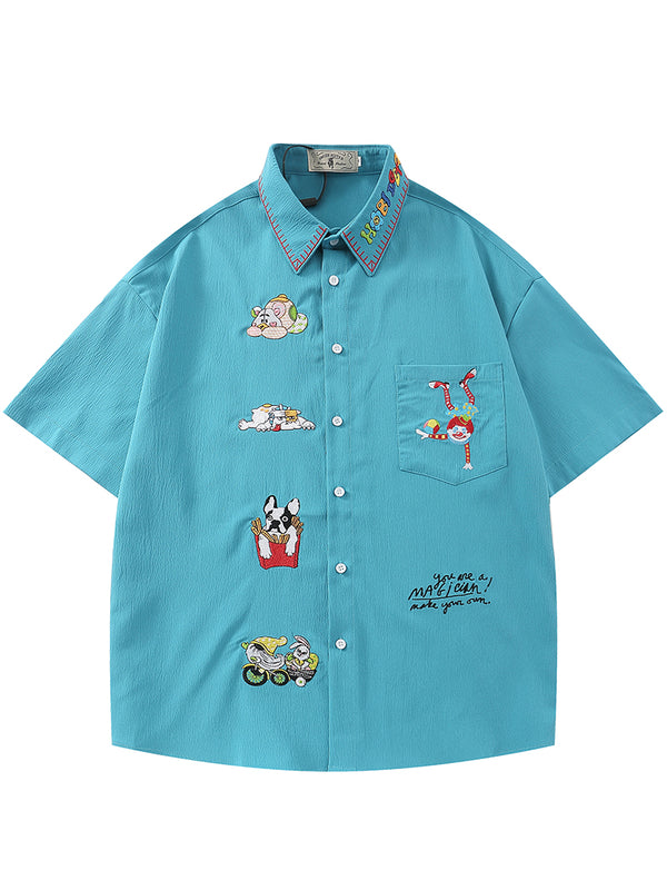 Streetwear Harajuku Embroidered Cartoon Playful Casual Shirts