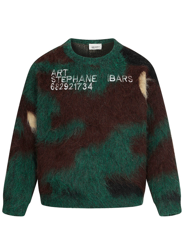 Streetwear Fuzzy Camouflage Knitted Sweater – Brushed Mohair Pullover