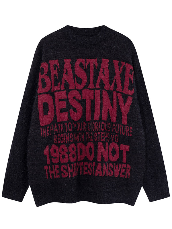 Stylish Lettered Jacquard Design Knitted Pullover Sweaters