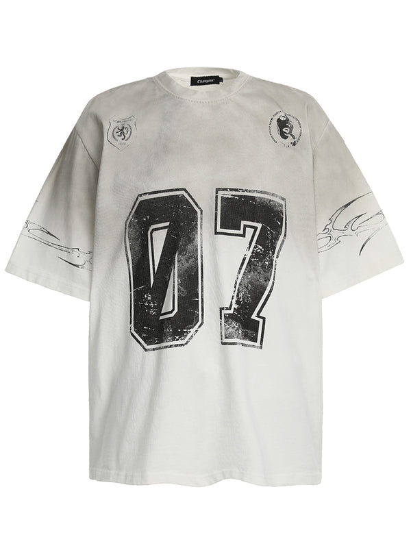 Streetwear Oversized Graphic T-Shirts - Vintage Grunge "07" Print