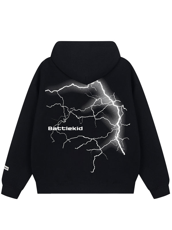 Streetwear Lightning Graphic Printed Oversized Pullover Hoodies