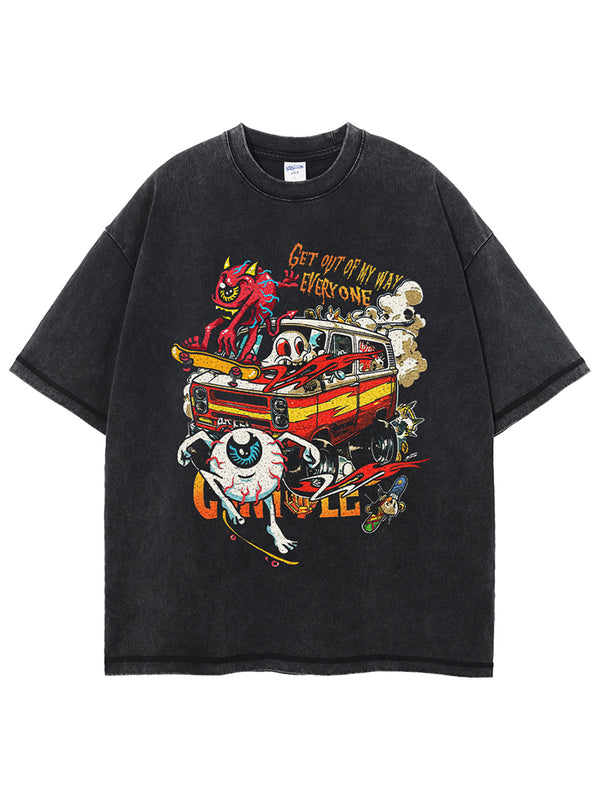 Streetwear Vintage Washed T-Shirts Grunge Punk Gothic Tops Tees