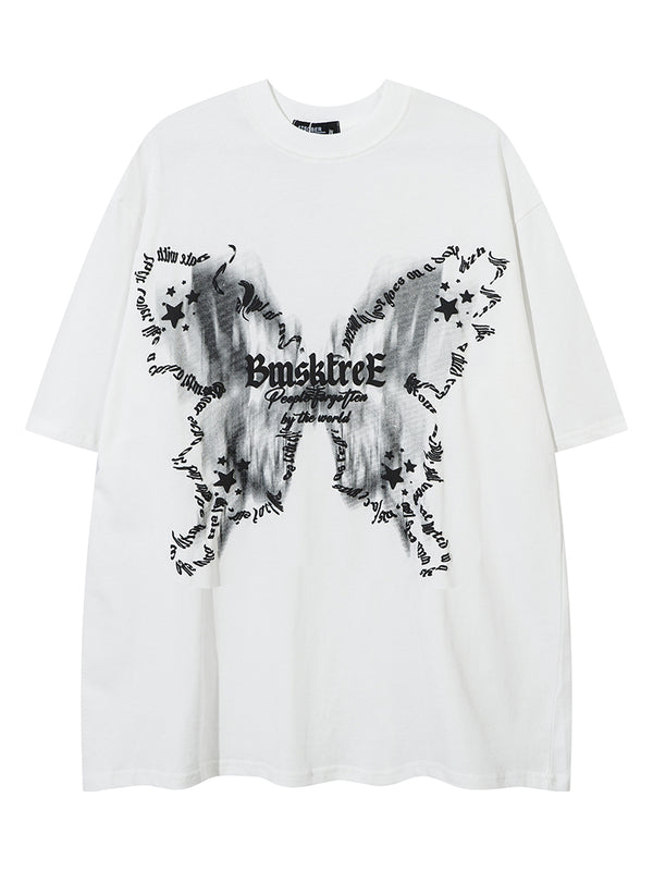 Oversized Butterfly Wing Graphic T-Shirt – Casual Streetwear Tees