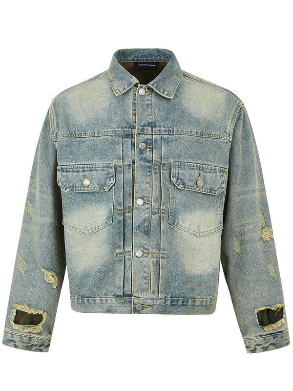 Streetwear Vintage Ripped Hole Washed Denim Jackets