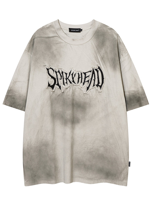 Men’s Oversized Graphic Tee – Vintage Washed Spikehead Design