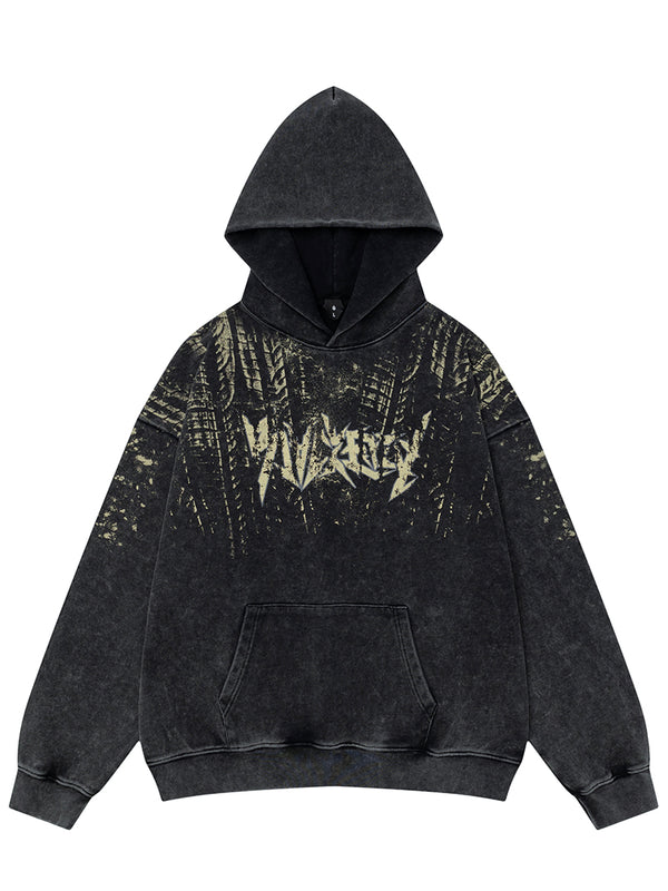 Streetwear Distressed Graphic Washed Oversized Pullover Hoodies