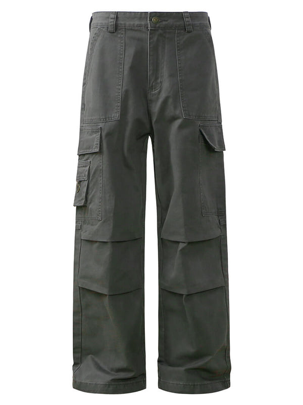 Multiple Pockets Pleat Vintage Washed Outdoor Cargo Pants