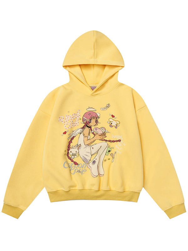 Streetwear Anime Graphic Pullover Hoodies Oversized Hooded Sweatshirts