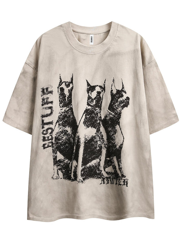 Doberman Distressed Dirty Washed T-Shirt