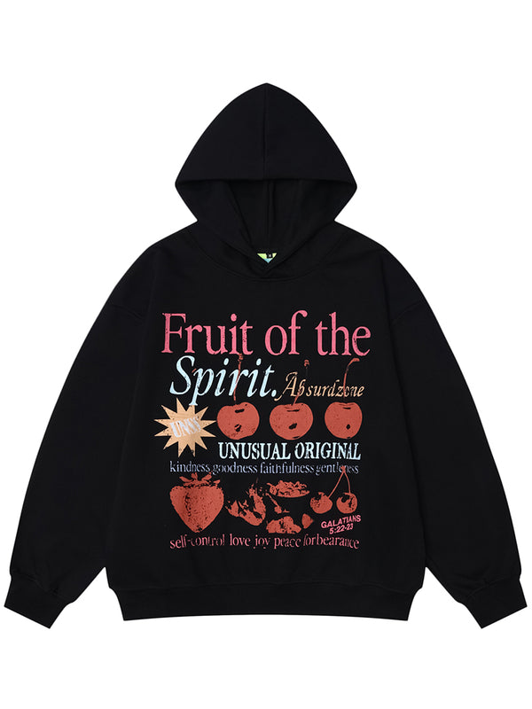 Streetwear Cherry Graphic Printed Oversized Baggy Pullover Hoodies