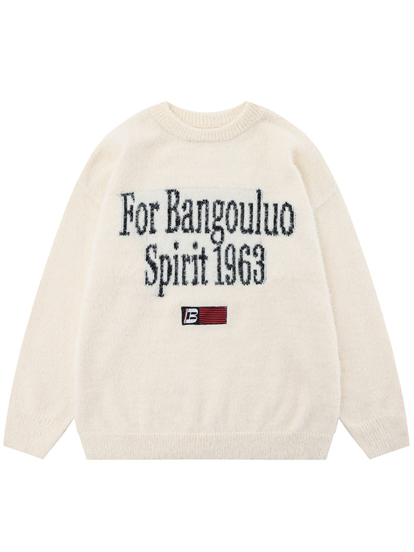 American Style Vintage Letter Jacquard Knitted Sweaters