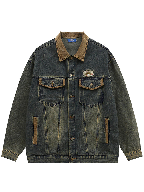 Streetwear Vintage Washed Denim Jackets Casual Outerwear