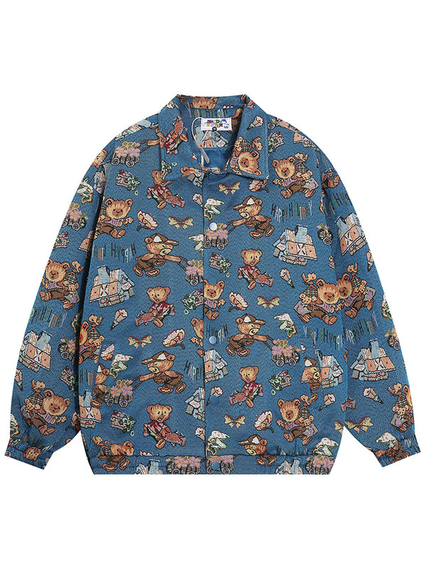 Streetwear Vintage Teddy Bear Graphic Knitted Jackets