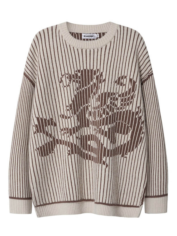 Dragon Striped Jacquard Streetwear Oversized Knitted Sweaters