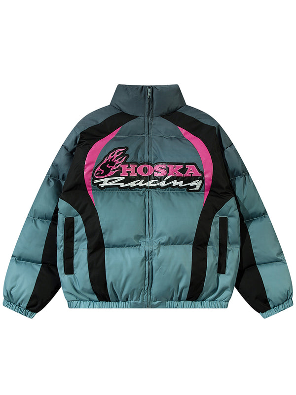 Streetwear Racing Puffer Jackets - Unisex Winter Outerwear