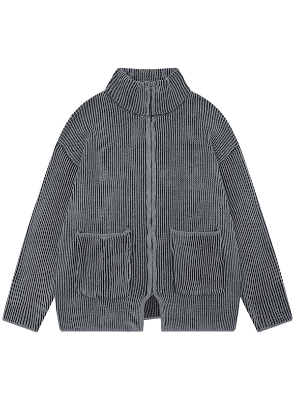 Cozy Ribbed Knitted Cardigan Streetwear Sweaters Jackets