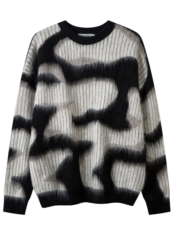 Mohair Striped Color Blocked Knitted Pullover Sweaters Knitwear