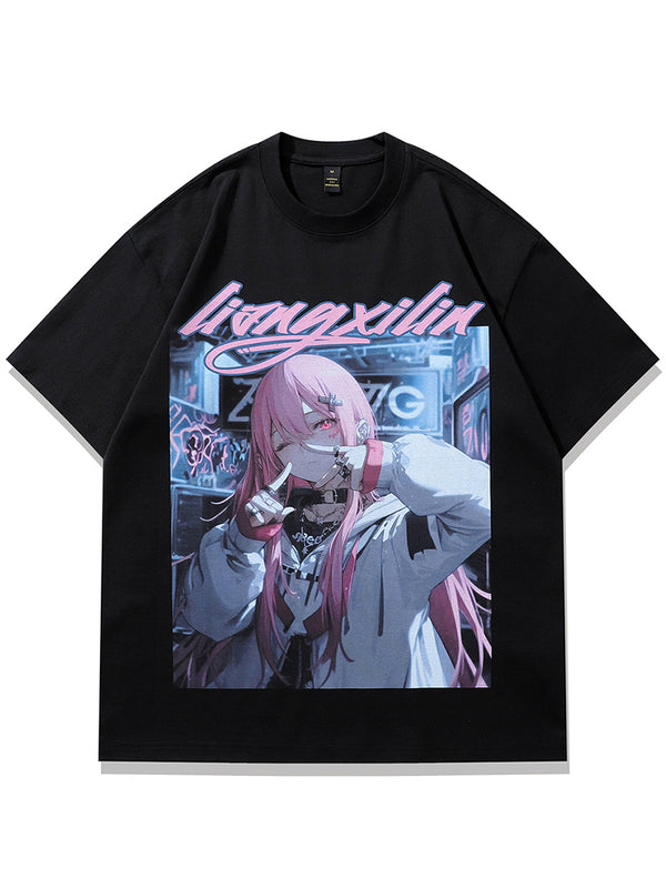 Streetwear Japanese Anime Graphic Casual Cotton T-Shirts