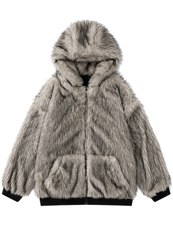 Reversible Faux Fur Hooded Jacket – Warm, Cozy, and Stylish 2-in-1 Winter Coat