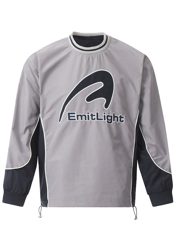 Embroidery Letter Patchwork Sport Style Long Sleeve Tshirts