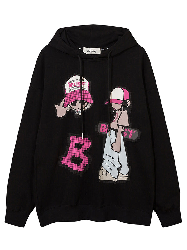 Japanese Cartoon Graphic Printed Hooded Sweatshirt Hoodies