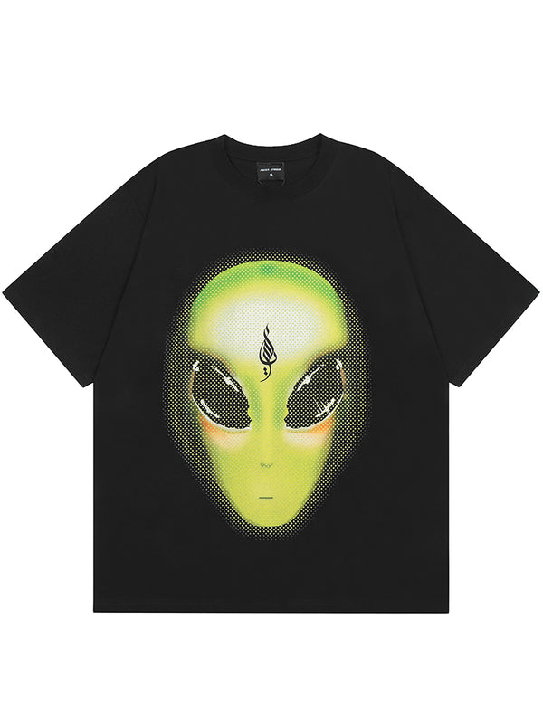 Streetwear Alien Graphic Printed Oversized Cotton T-Shirts