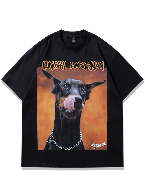 Streetwear Doberman Graphic Casual Cotton T-Shirts