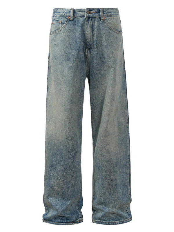 American Style Vintage Distressed Cleanfit Washed Denim Pants Jeans