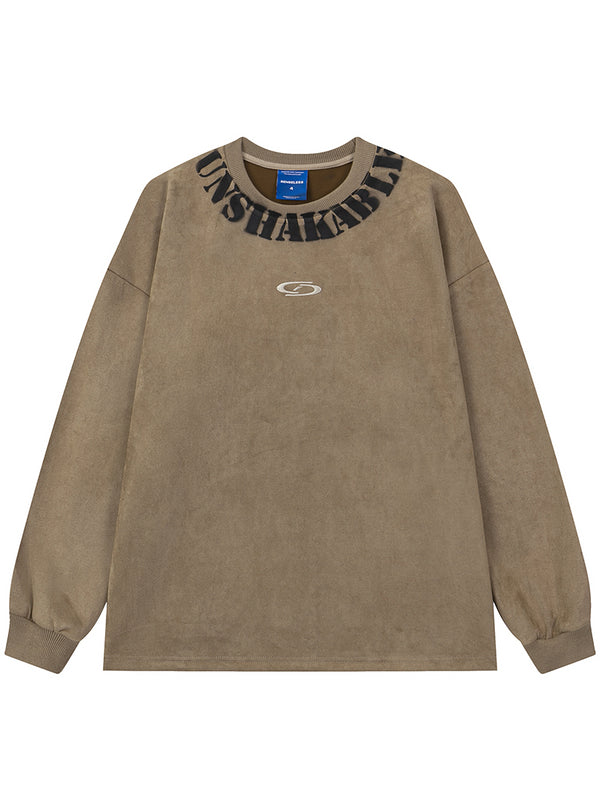 Streetwear Letter Print Suede Long Sleeve T-Shirts