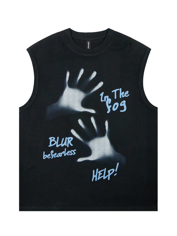 In The Fog Hand Printed Sleeveless Thirts Tank Tops Vests