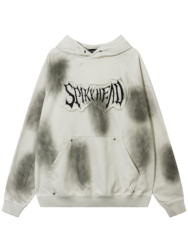 Embroidery Patch Design Oversized Tie-Dye Pullover Hoodies