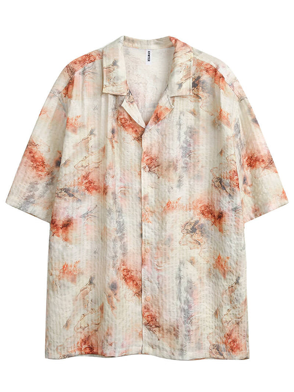 Chinese Ink Painting Oversized Short Sleeved Shirts