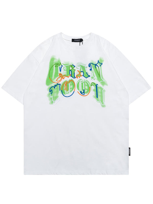 Rope Letter Graphic Printed Streetwear Oversized Tshirts