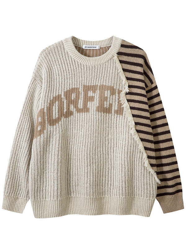 Streetwear Striped Patchwork Knitted Pullover Sweaters