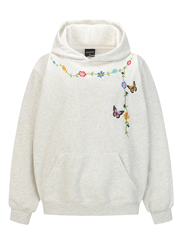 Streetwear Embroidered Butterfly Pullover Hoodies – Floral Hooded Sweatshirts