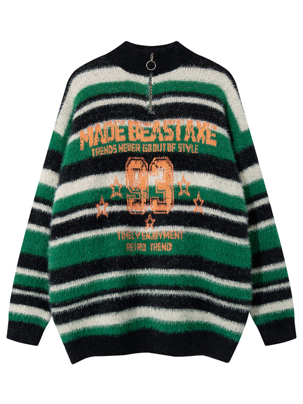 Streetwear Oversized Vintage Striped Knitted Sweaters Pullover