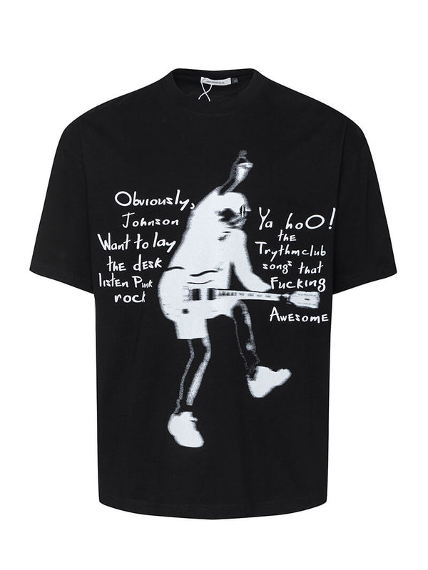 Guitarist Shadow Graphic Printed Oversized T-Shirts