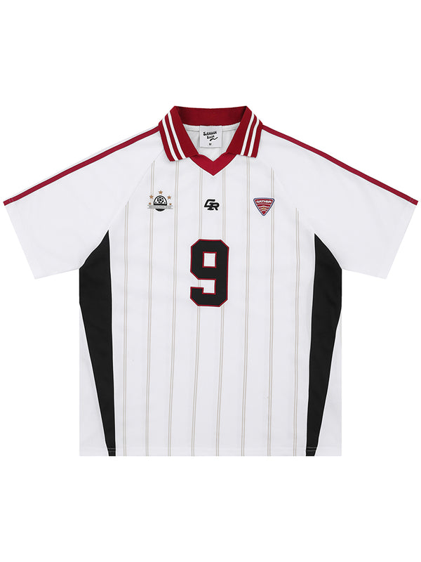 Retro Soccer Jersey – Classic Pinstripe Football Shirt with Vintage Collar