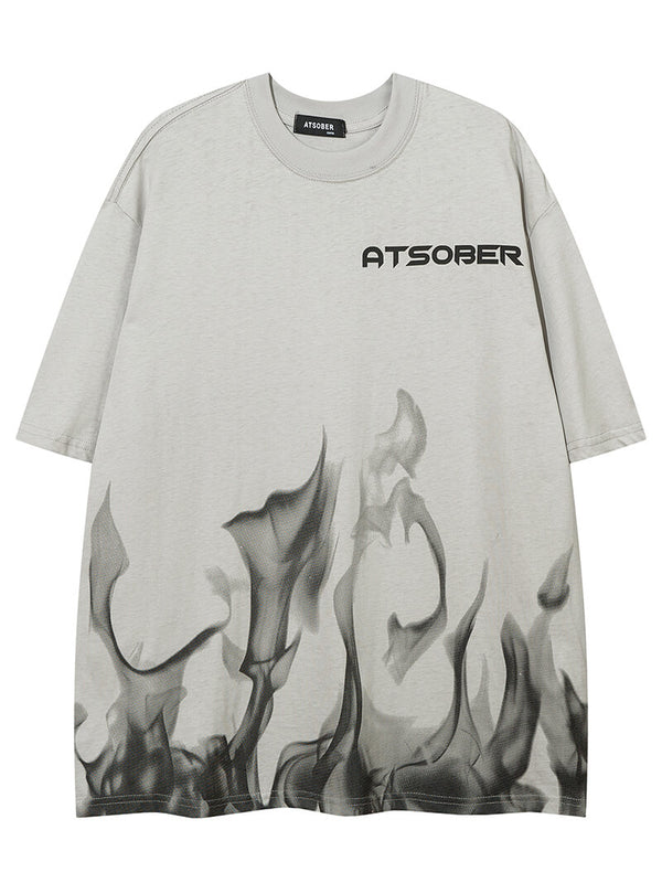 Fire Flame Printed Streetwear Oversized T-Shirts